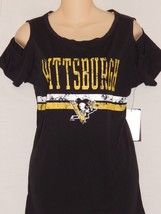 Pittsburgh Penguins Women&#39;s T-Shirt Size Medium Black G-lll 4her Carl Banks NEW - £13.64 GBP