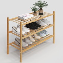 3-Tier Shoe Rack For Closet, Stackable Shoes Organizer Free Standing She... - £38.48 GBP
