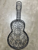 Vintage 31.5” Metal Wrought Rod Iron Wire Guitar Wall Hanging Music Decor 3 D - £35.48 GBP
