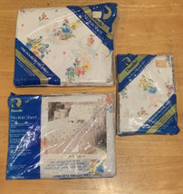 Vintage Danville Sheet Double Flat Fitted Pillow Cases Floral Bed NOS Se... - $937.82 MXN