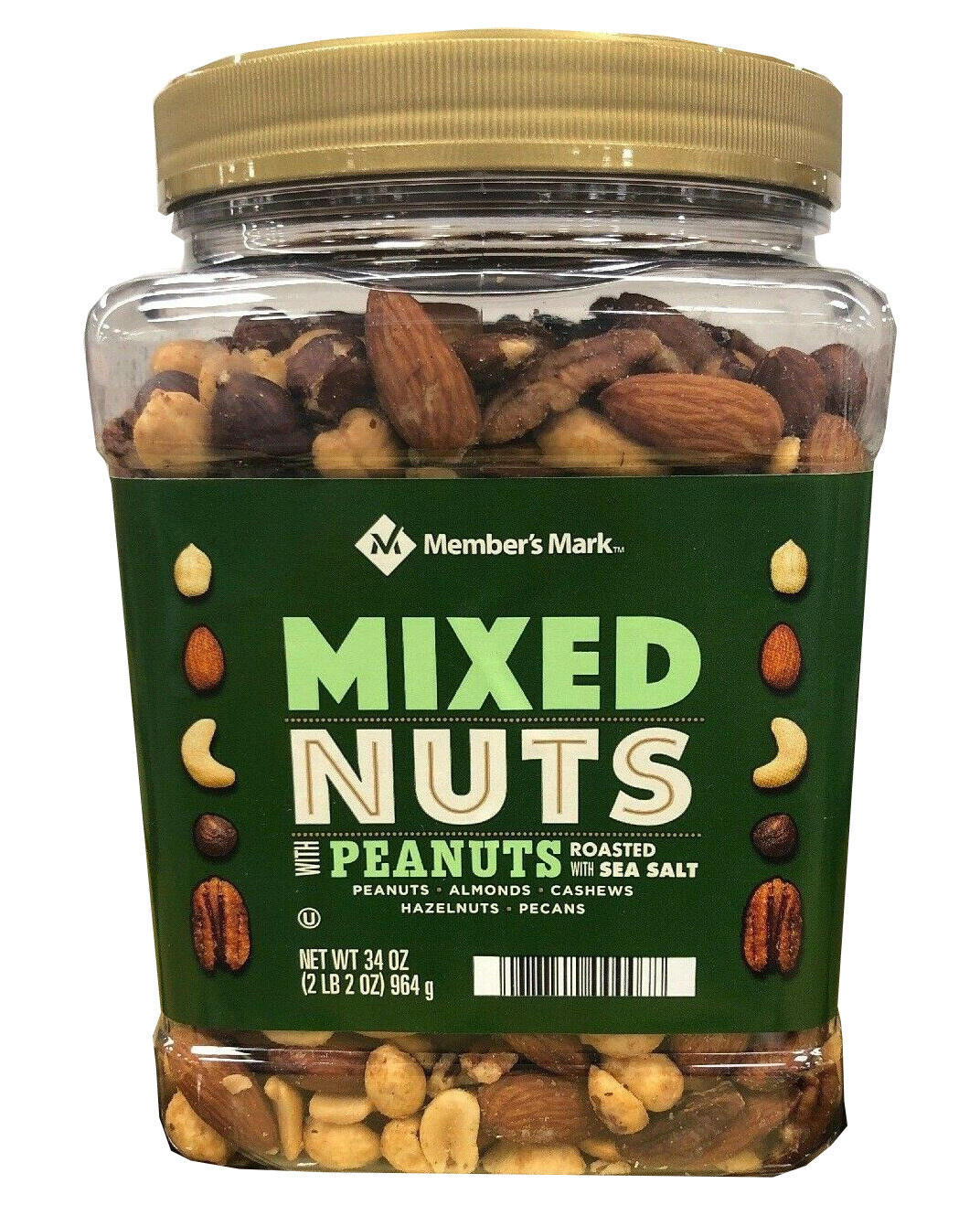 Primary image for Member's Mark Roasted and Salted Mixed Nuts with Peanuts (34 oz.)
