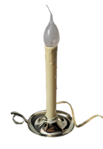 Vintage Primitive Candlestick Lamp Desk Bedside Base Plug In Rustic Rubber Bulb - £9.19 GBP