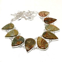 Ocean Jasper Pear Shape Gemstone Valentine&#39;s Gift Necklace Jewelry 18&quot; SA 2516 - £11.18 GBP