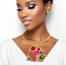 Multi Color Multi Stone Angled Heart Set - $52.49