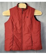 Mens Ariat Fleece Vest Red Black Size XL Reversible Pockets Embroidered ... - $50.26 CAD