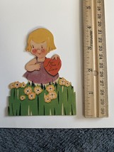 Vintage Valentine For One I love girl in grass flowers - $6.80