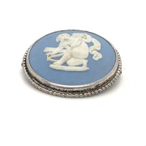 Vintage Sterling Signed Wedgwood Made in England Blue Japerware Roman Brooch Pin - £42.81 GBP