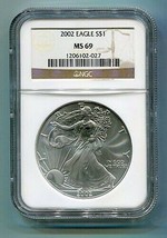 2002 American Silver Eagle Ngc MS69 Brown Label Premium Quality Nice Coin Pq - $51.95