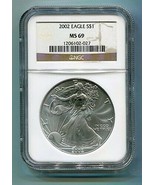 2002 AMERICAN SILVER EAGLE NGC MS69 BROWN LABEL PREMIUM QUALITY NICE COI... - £40.63 GBP