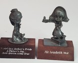 Paula&#39;s Collectibles Pewter on Wood Paula Set of 2 Figurines 1982 with S... - £10.05 GBP
