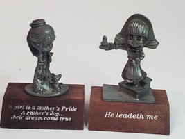 Paula&#39;s Collectibles Pewter on Wood Paula Set of 2 Figurines 1982 with S... - $12.82
