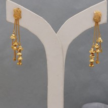 18k Yellow Gold stud earrings gold chain Earrings, Small, Handmade Yellow gold e - £118.82 GBP