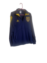 Adidas Mens Navy Blue Yellow Long Sleeve Stripe Training Pullover Top Si... - $32.73