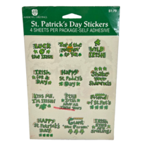 VINTAGE AMERICAN GREETINGS ST PATRICK&#39;S DAY SAYINGS STICKERS NEW SEALED - $11.40
