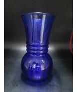 Indiana Blue Cobalt Vase Rings Neck 6 1/2&quot; - $645.87 MXN
