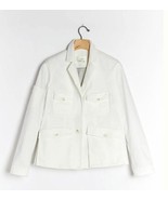 New Anthropologie White Flap Pockets Button Long Sleeve Neve Utility Jac... - £47.80 GBP