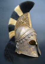 Medieval Brass Greek Corinthian Helmet Handmade Reenactment Helmet With Plume  - £431.95 GBP