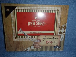 Premium Quality Red Shed Picture Frame, 6&quot; x 4&quot;, &quot;Grandpa I Love You&quot; NEW - £4.52 GBP