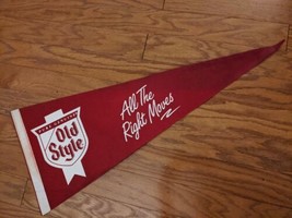 Heileman&#39;s Old Style Beer Pure Genuine Right Moves Felt Red Banner Pennant - £16.17 GBP