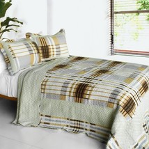 Blancho Bedding [Mistery Circle ] 3PC Cotton Vermicelli-Quilted Printed Quilt Se - £55.59 GBP+