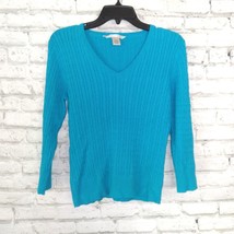 Jillian Nicole Sweater Womens Medium Blue Cable Knit Long Sleeve Sweater - £15.78 GBP