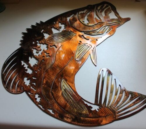 Bass Fish - Metal Wall Art - Copper 19" x 22"  - £48.05 GBP