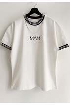 Men&#39;s New Season Oversize Man Fit Collar Detailed Summer T-shirt - £17.29 GBP