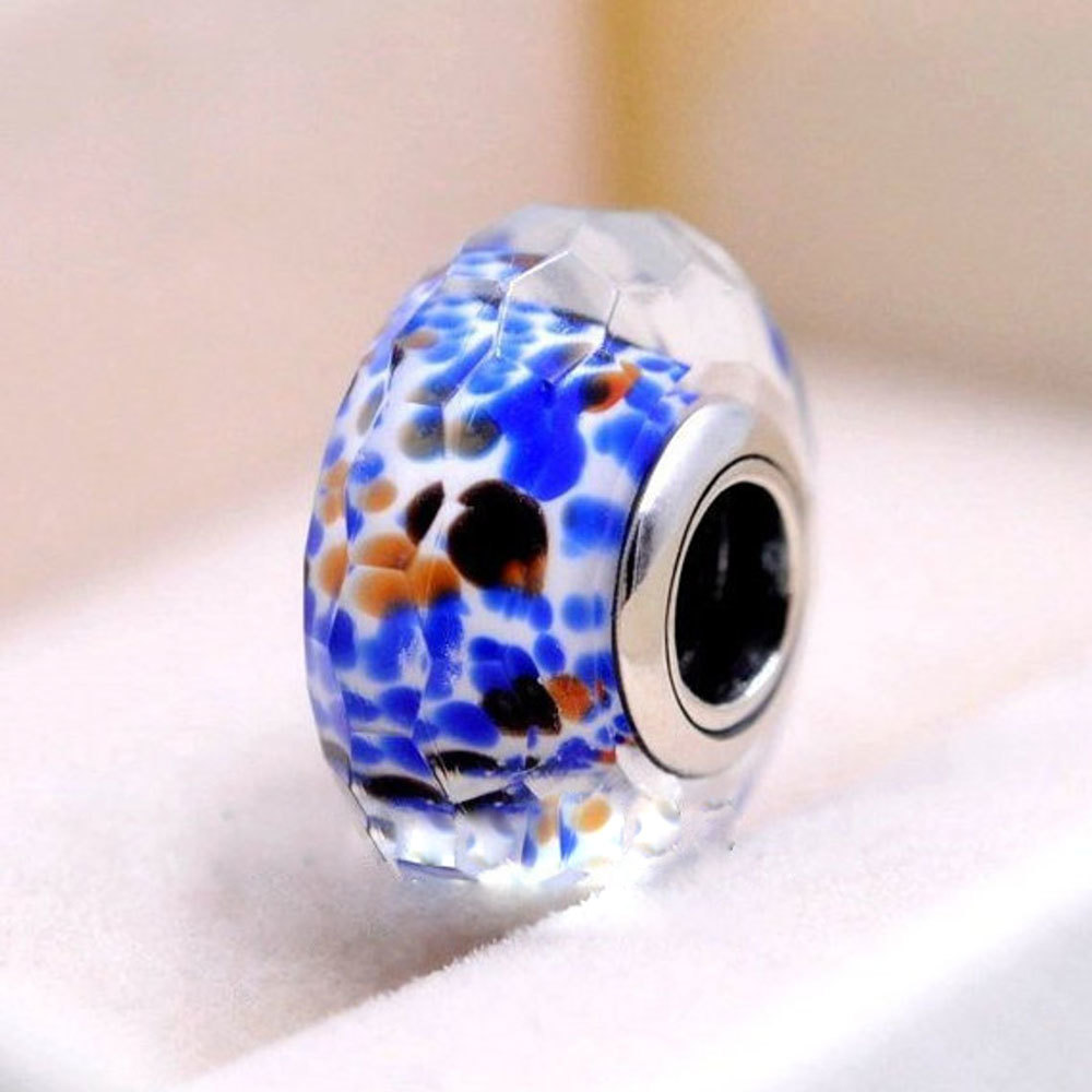 Deep Ocean Sea Fascinating Faceted Murano Glass Charm Bead For European Bracelet
