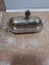 Vintage Or Antique Not Sure Silver Plated Lid On Glass Butter Diash - $8.89