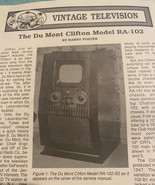 1947 Dumonts Clifton RA-102 Televisions Cabinet TV Ephemera Ad From 1988 - $186.00 MXN