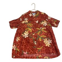 Columbia Mens Hawaiian Shirt Red Floral Pocket Short Sleeve Aloha Vintage L - £15.45 GBP