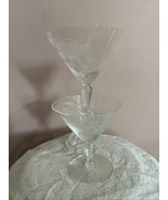 Vintage Martini Glass Set Etched Hibiscus - $29.74 CAD
