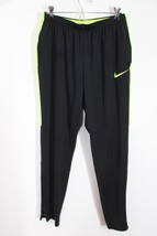 Nike Dri-Fit M Black Neon Yellow Ankle Zip Active Athletic Sweatpants - £18.15 GBP
