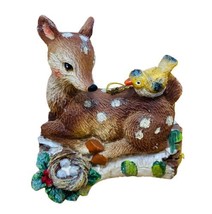 Kurt Adler Fawn Deer and Bird on a Log Resin Christmas Ornament  NWTs TD... - £9.82 GBP
