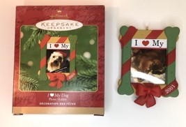 2001 Hallmark Keepsake I ❤️ My Dog Christmas Tree Ornament Photo Top Holder Love - £11.02 GBP