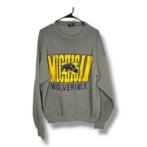 Michigan Wolverines Vintage Crewneck Graphic Sweatshirt Size Large Grey Spellout - $49.95