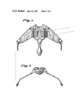 Star Trek Klingon Bird-of-Prey Patent Print - White - £6.31 GBP+