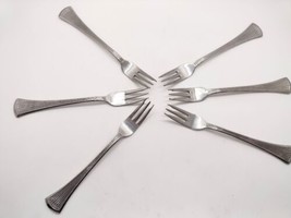 6 Vintage Amsilco Silver Plated Ribbed Cocktail Pickle Forks Taiwan Art Deco - £15.81 GBP