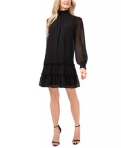 CECE Women&#39;s Long Sleeve Mock-Neck Ruffle Hem Dress Rich Black Size S $119 - £38.14 GBP