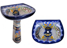 Mexican Talavera Pedestal Sink Handcrafted Ceramic - Vallarta - - $16,842.45 MXN