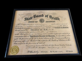 Antique 1943 1940s MD Medical Doctor Degree Kentucky University of Louisville - £597.91 GBP