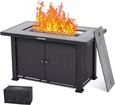 44 Inch Propane , 50000Btu Rectangle Fire Table With Cover &amp; Rain Cover, Sturdy  - £321.00 GBP