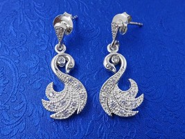 Swans Stud Earrings CZ Accents 925 Silver, 6.6 grams 50% off Closeout! - £13.66 GBP