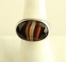 Vintage Sterling Silver Ippolita 925 men&#39;s fashion tiger&#39;s eye brown ring size 7 - £115.98 GBP