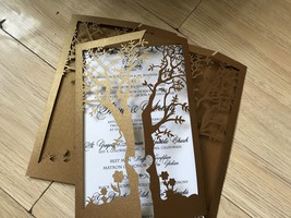 50pcs Tree Wedding Invitation,Brown Wedding Invitaton Card,Laser Cut Invite - £42.08 GBP