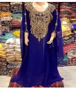 Moroccan Navy Blue Georgette Wedding Stylish Party Kaftan Kids Long Gown... - $1,348.78 MXN