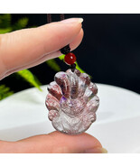 Super 7 Golden Strawberry Quartz Pendant Transparent Nine Tailed Fox Pur... - $744.99