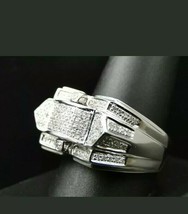 Men 2.25Ct D/VVS1diamond Engagement Wedding Ring Gents 14k White Gold Plated - £75.92 GBP