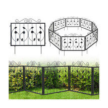Decorative Garden Fence with 8 Panels Animal Barrier-Black - Color: Black - £112.83 GBP