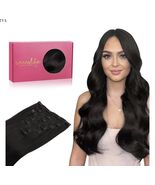 WENNALIFE Clip in Human Hair Extensions, 22 Inch 120g 7pcs  Natural Blac... - $894.35 MXN